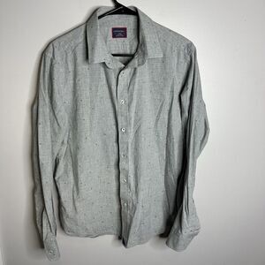 Men's UNTUCKit Size Large Grey Flower Pattern Long Sleeve‎ Button Shirt Preppy